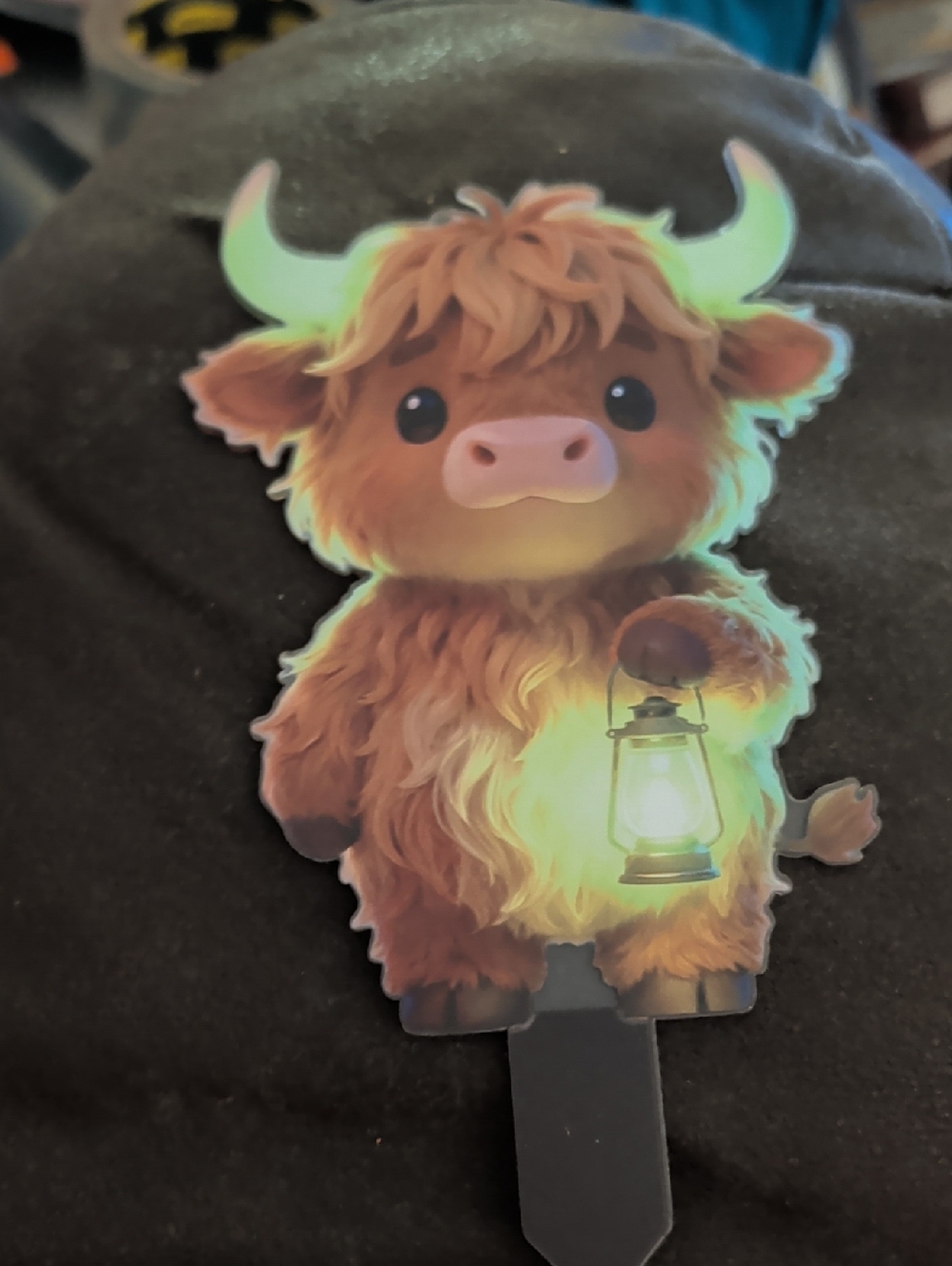 Cute Highland Cow Garden Yard Decoration with Lantern Illustration - Glow